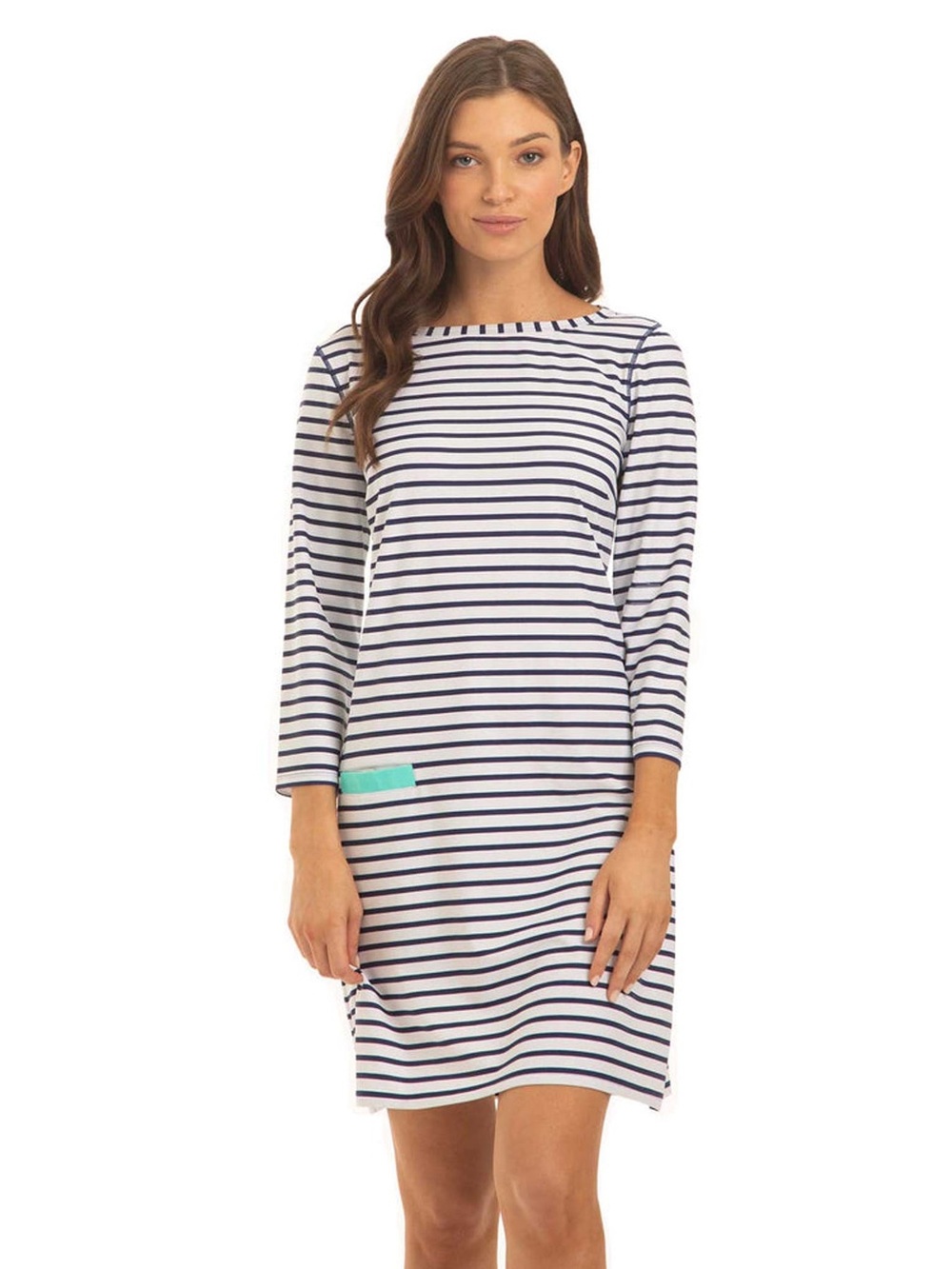 Cabana Life Swim Cover-Up Dress in White and Navy